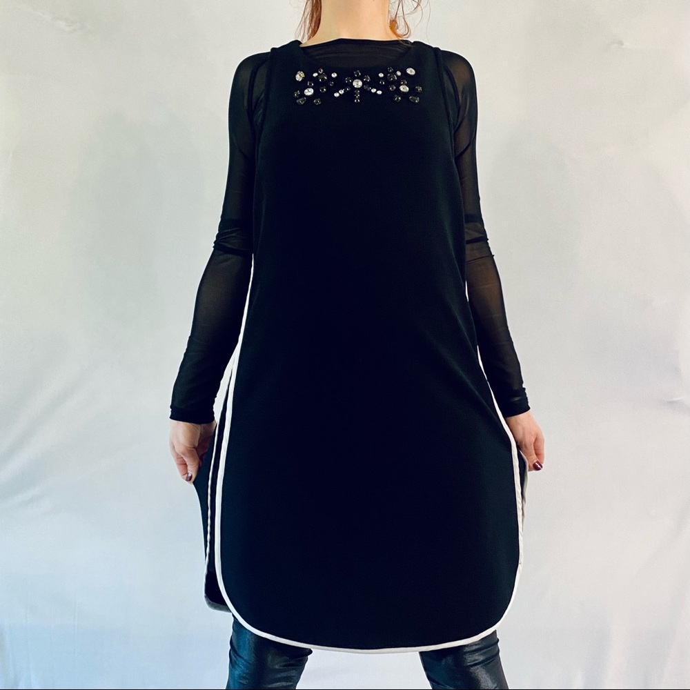 gb juniors black sport dress w jewel embellished neckline / medium